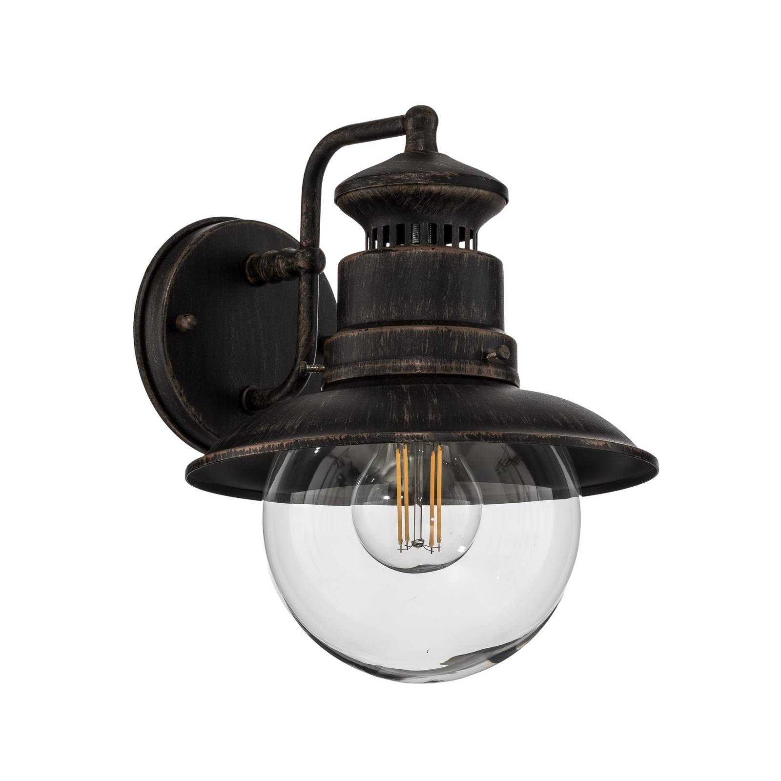 Lindby Außenwandleuchte Eddie, rostfarben, Metall, IP44, E27