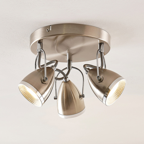 Lindby Jadon LED-taklampe nikkel 3 lk 26,3cm