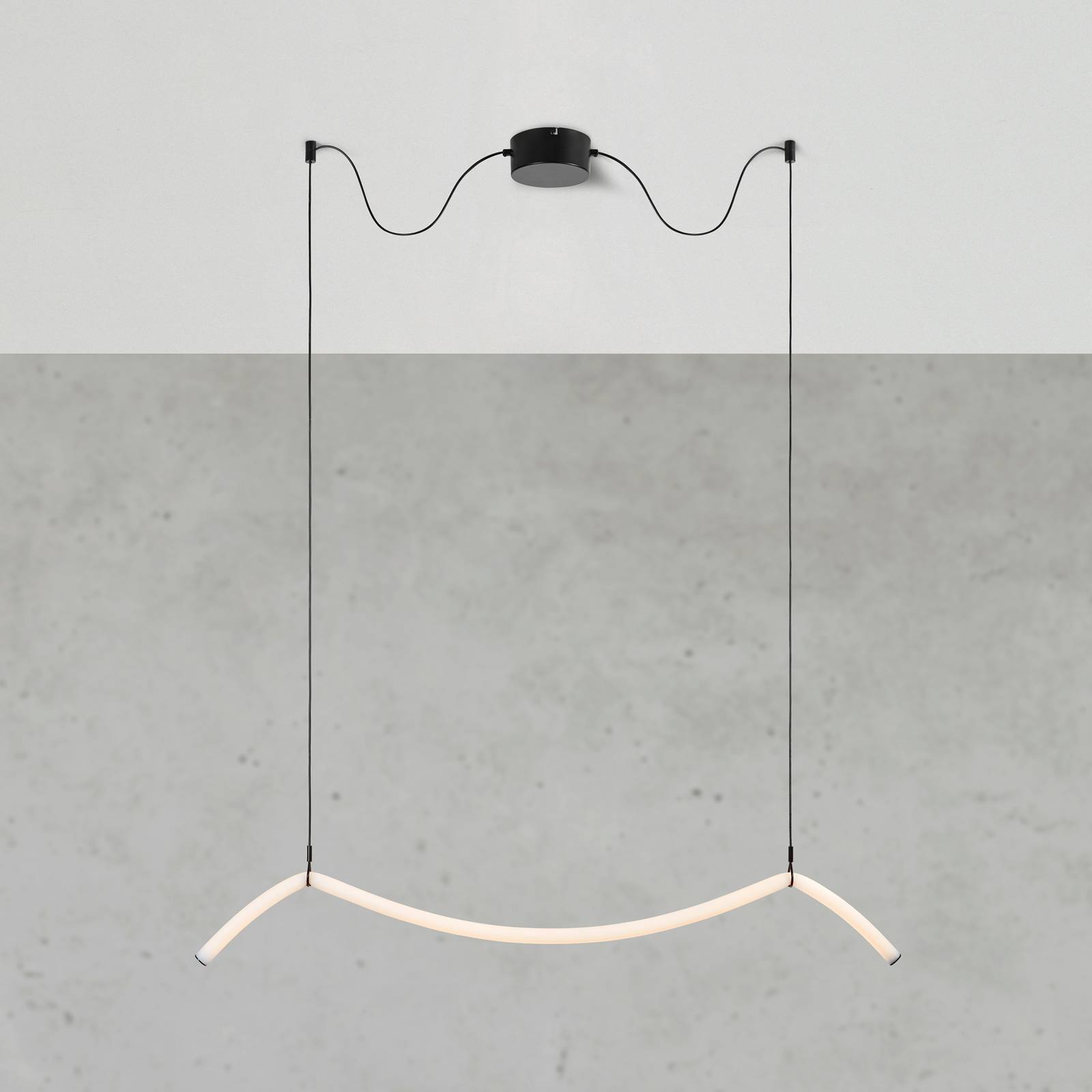Markslöjd Żyrandol LED Melt, czarny/biały, długość 112 cm