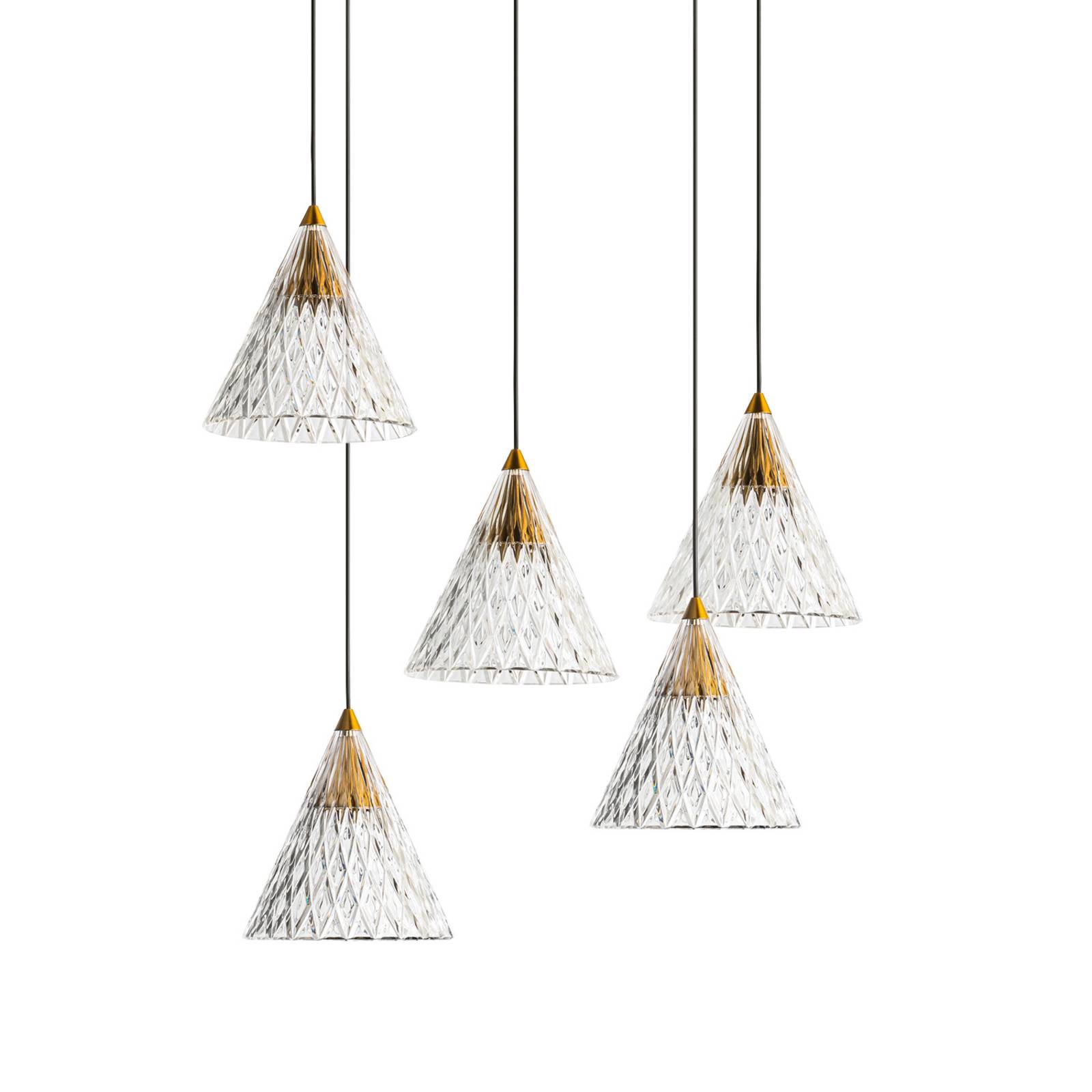 LEDS-C4 Veneto LED pendant lamp, 5-bulb black, for Living / Dining Room, acrylic, aluminium, steel, 25 W
