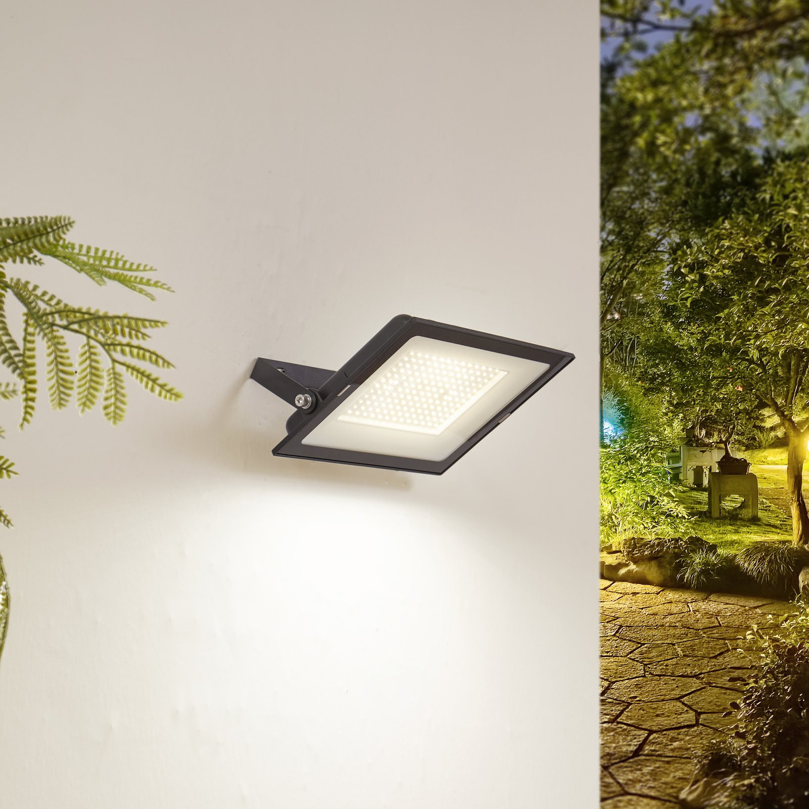 Prios LED outdoor spotlight Maikel, 150W, 12000lm, aluminium