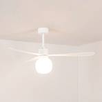 Amelia Ball ceiling fan with an LED light, white