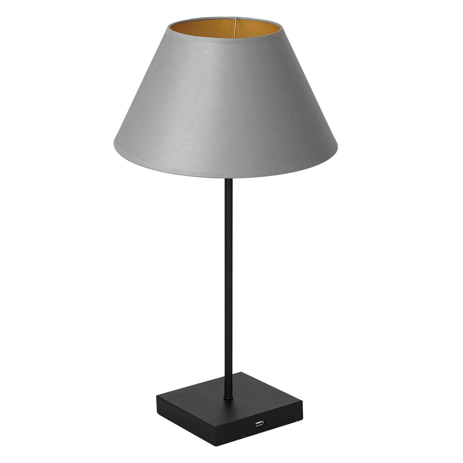 Table bordlampe sort konisk skærm i grå-guld