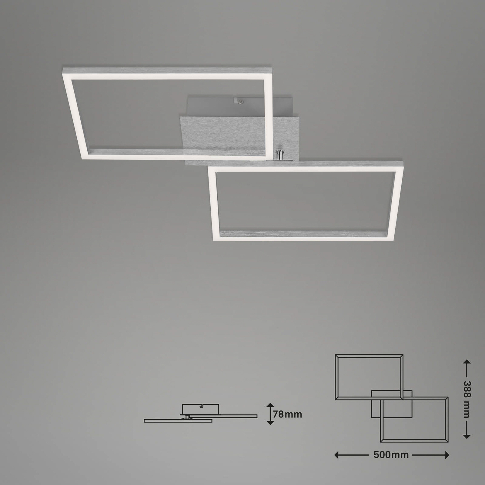 LED-taklampa Ram S, dimbar, CCT, 50x38,8 cm