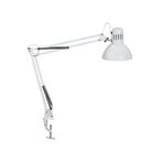 Lámpara de pinza LED MAULstudy, blanca, acero, altura 44 cm, E27