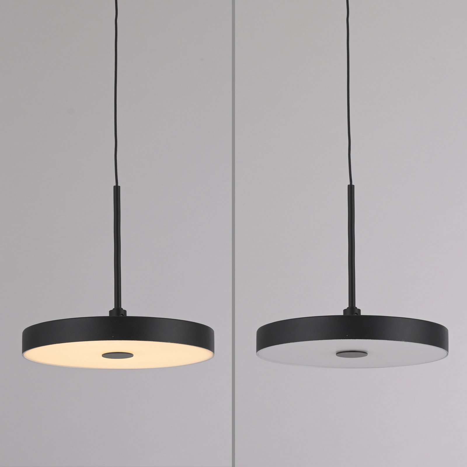 JUST LIGHT. LED-Hängeleuchte Plata, schwarz, 1-fl., 3.000 K