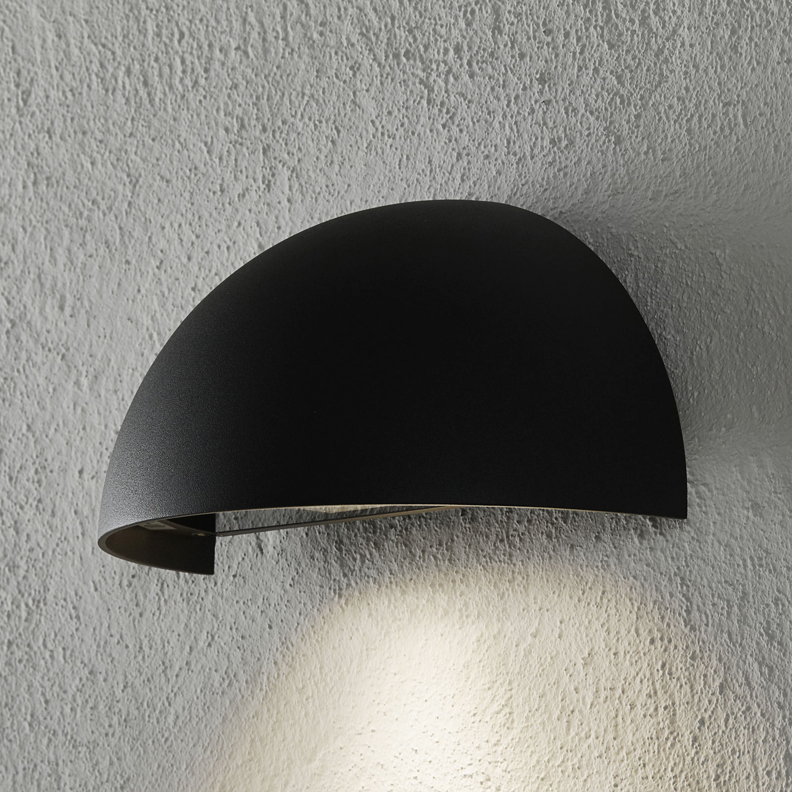 Atina outdoor wall lamp, hemispherical, dark grey, Lampenwelt.com, die-cast aluminium, glass, GU10, 7 W, energy efficiency: A+, W: 24.3 cm, H: 12.2 cm