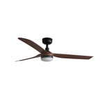 LED stropní ventilátor Punt M, černý/dřevo, DC, tichý, 130 cm
