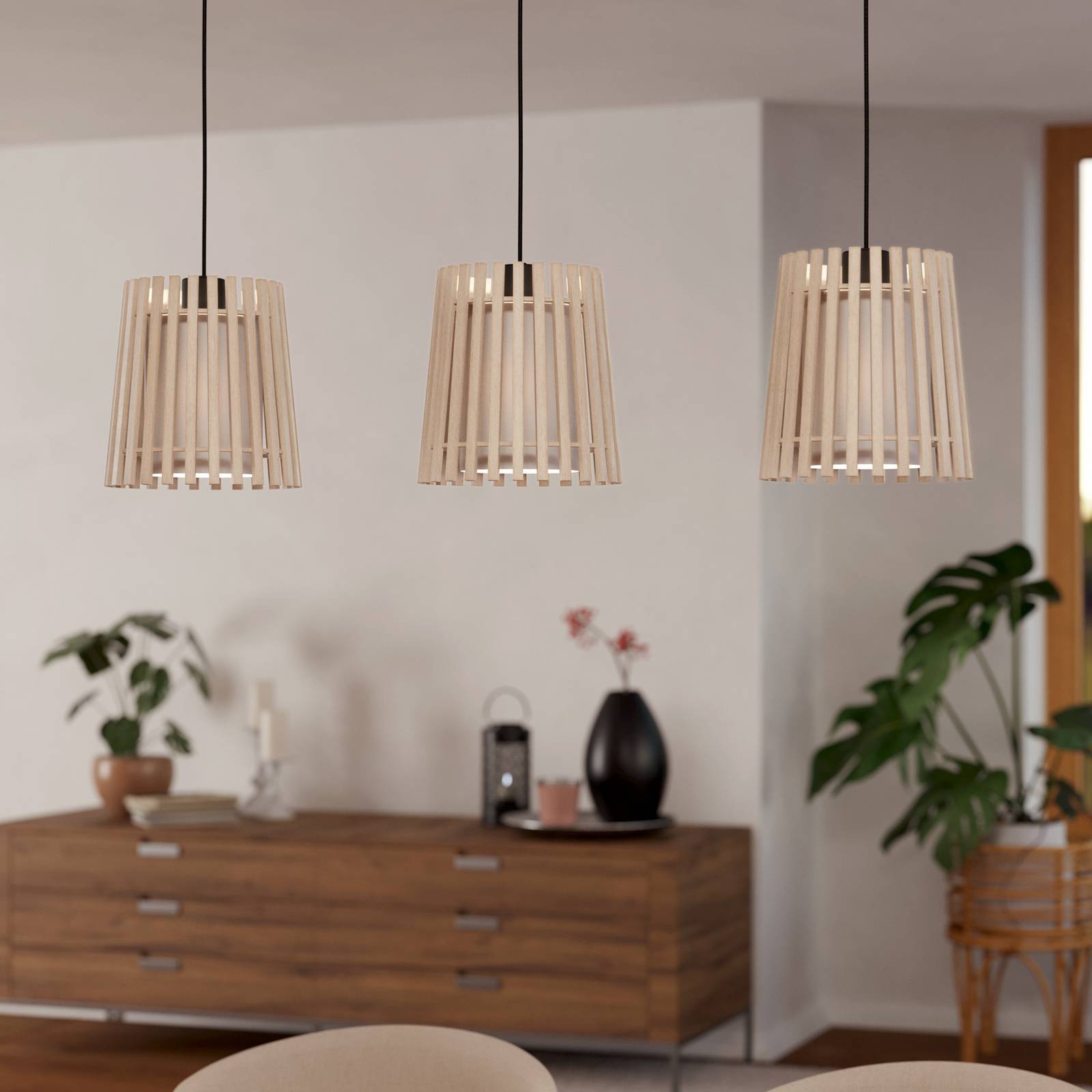 Hängeleuchte Fattoria Doppelschirme, dreiflammig günstig online kaufen