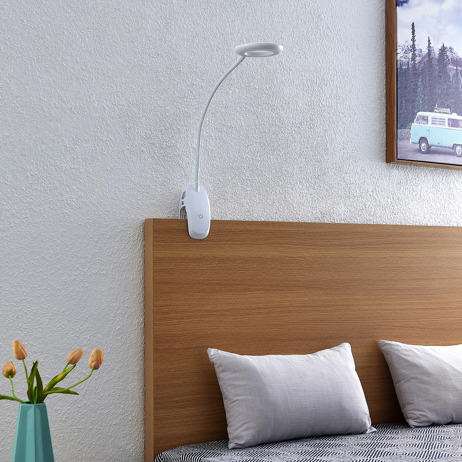 Prios Harumi lámpara de pinza LED, blanco
