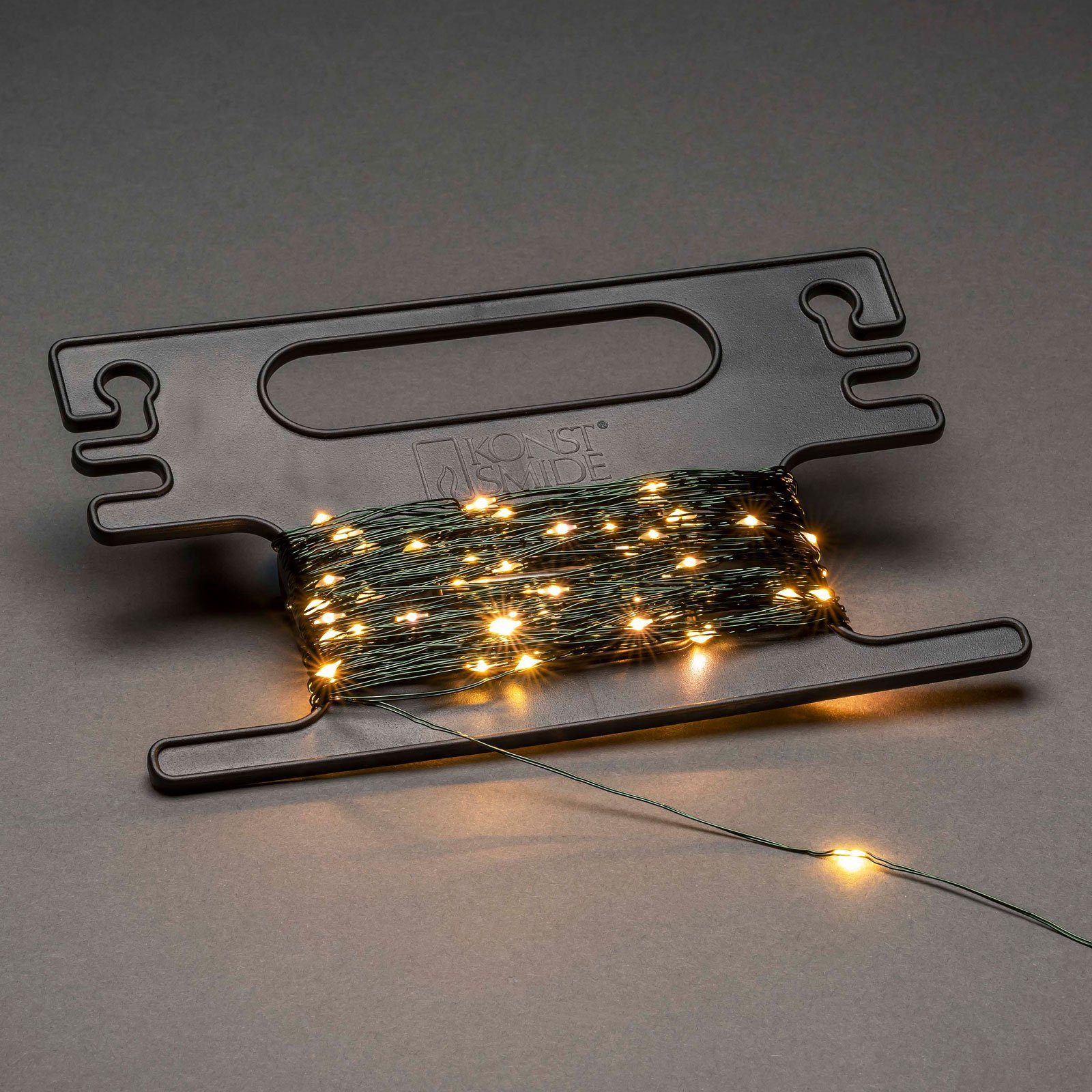 Lichterkette Tropfen, Draht grün mit Aufroller