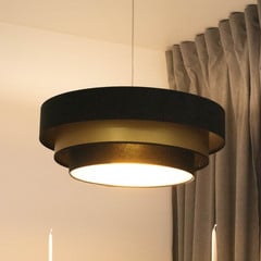 Lampa wisząca Triniti, czarny/złoty, Ø 60 cm, tekstylna