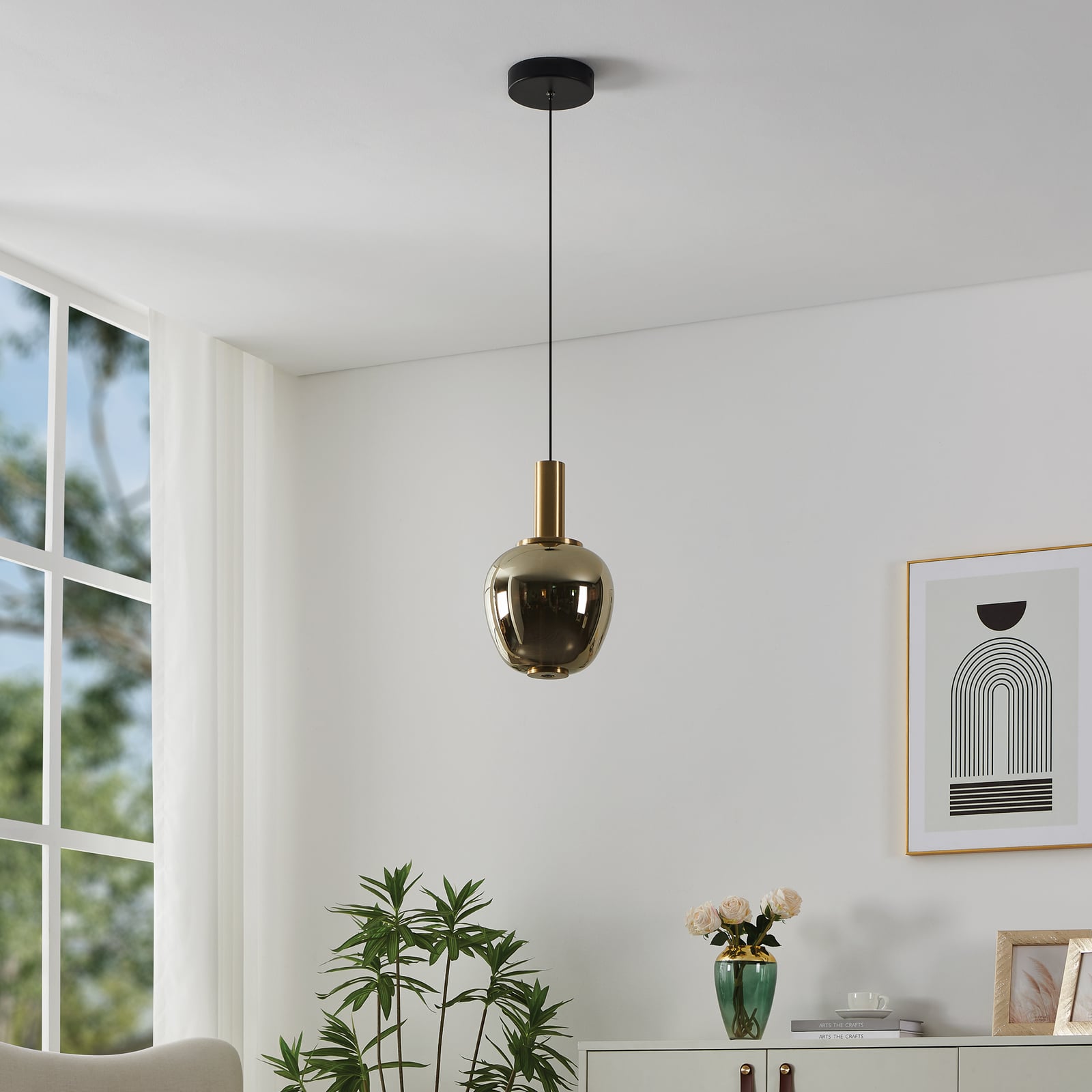 Suspension LED Stars of Light Fruitera dorée Ø 21 cm en verre CCT