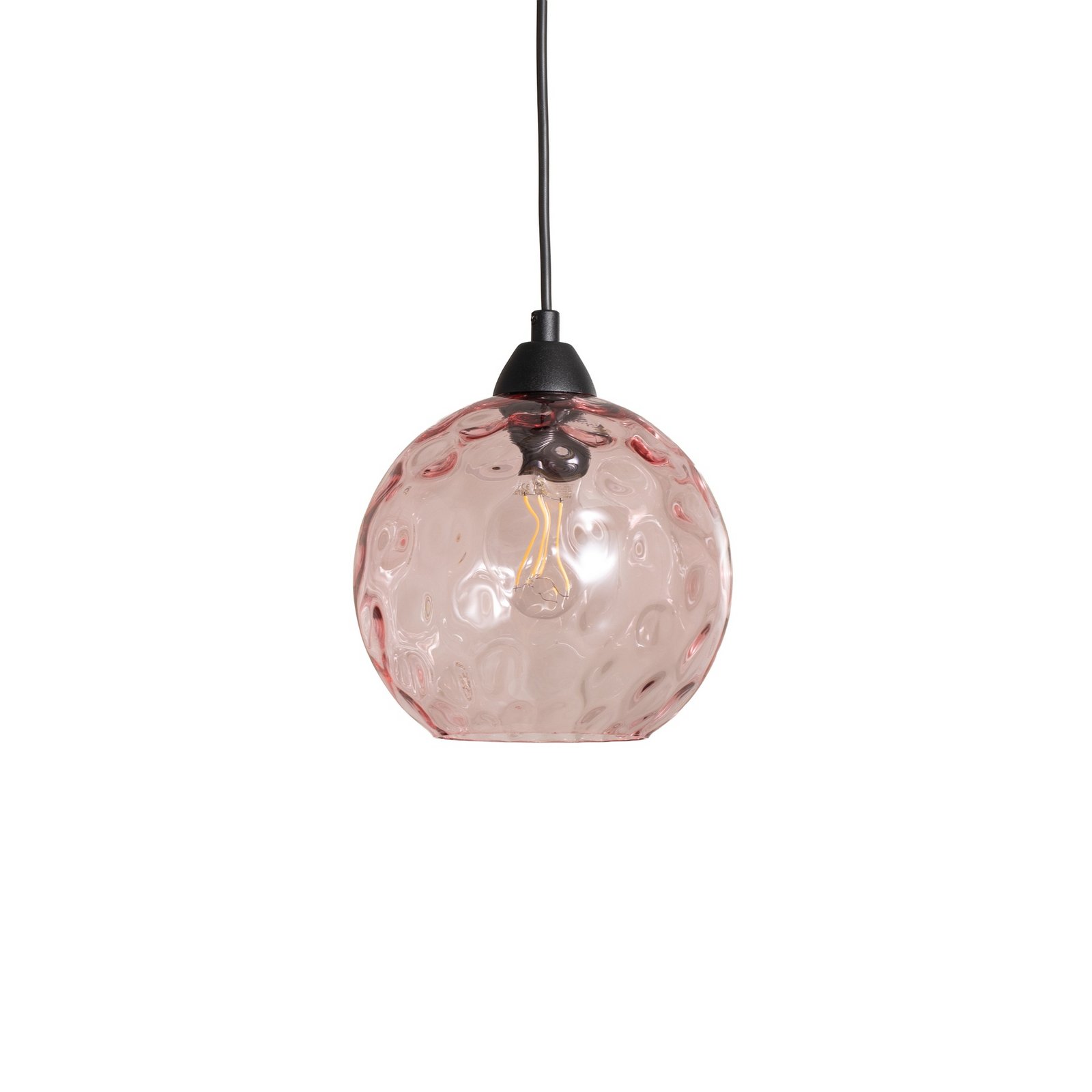 Benek pendant light, pink, glass, Ø 20 cm, E27