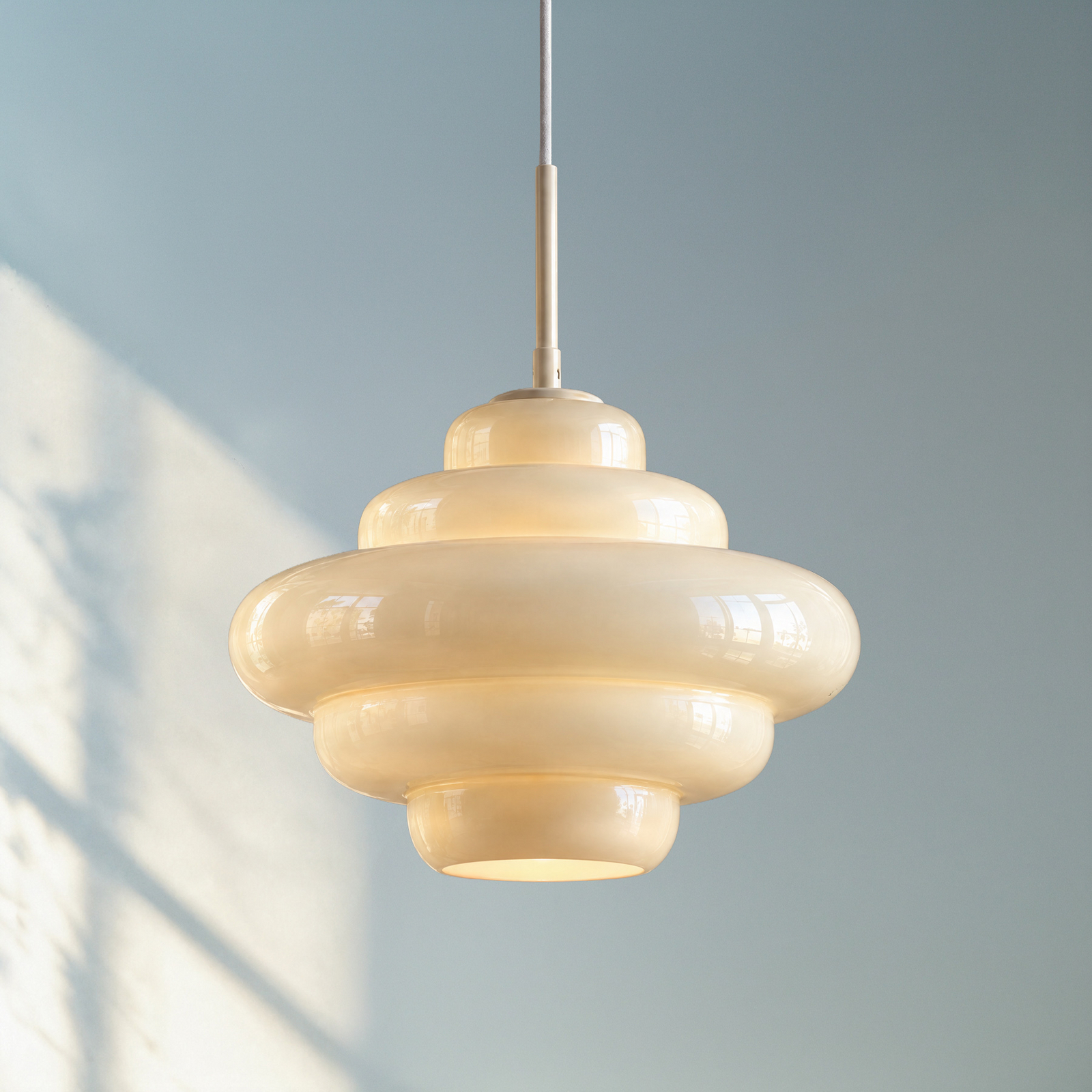 Suspension Leilani, jaune, E27, Ø 35 cm, verre - Lucande Suspension Leilani, jaune, E27, Ø 35 cm, verre - Lucande