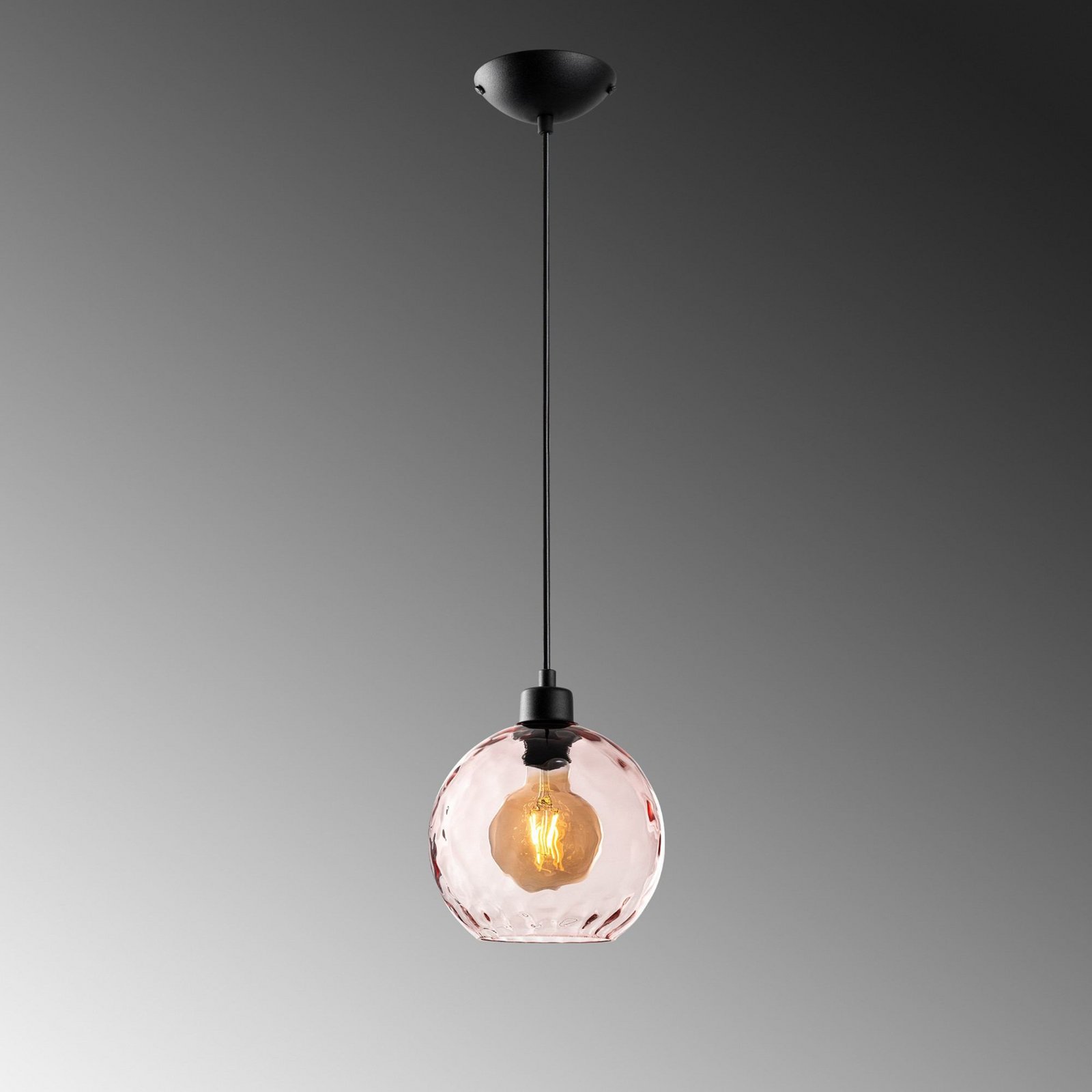 Lámpara colgante Benek, rosa, cristal, Ø 20 cm, E27