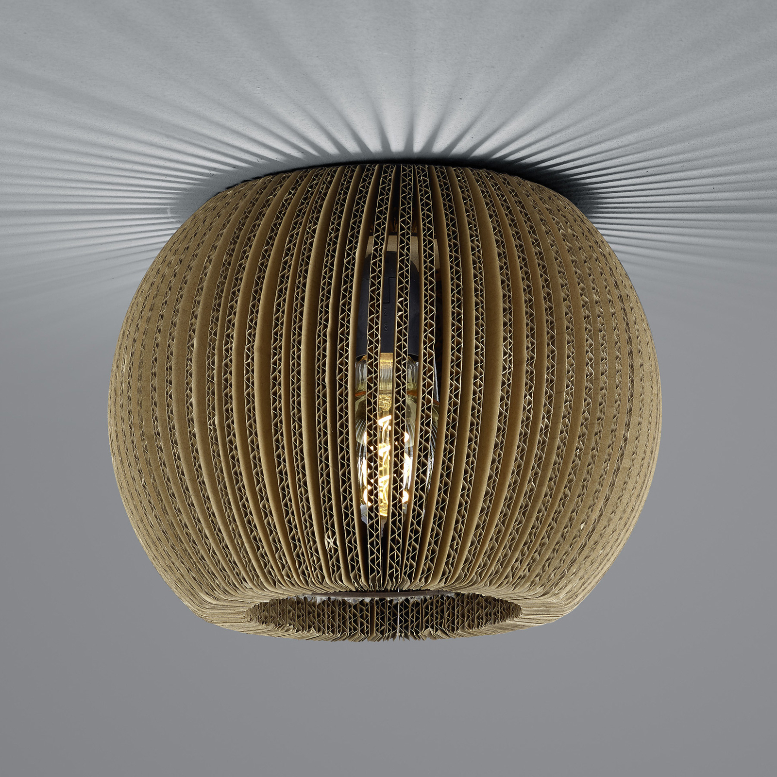 Cardboard ceiling light Layer, 1-bulb, round