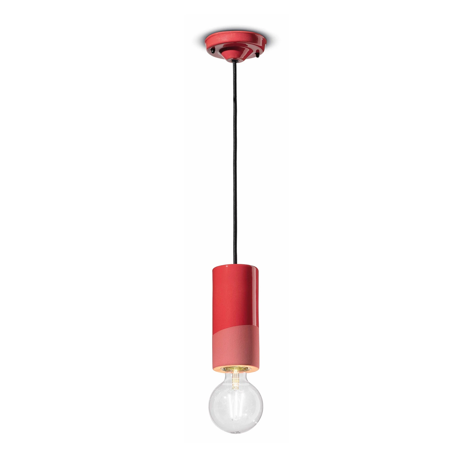 Lampada a sospensione PI, cilindrica, Ø 8 cm, rosso
