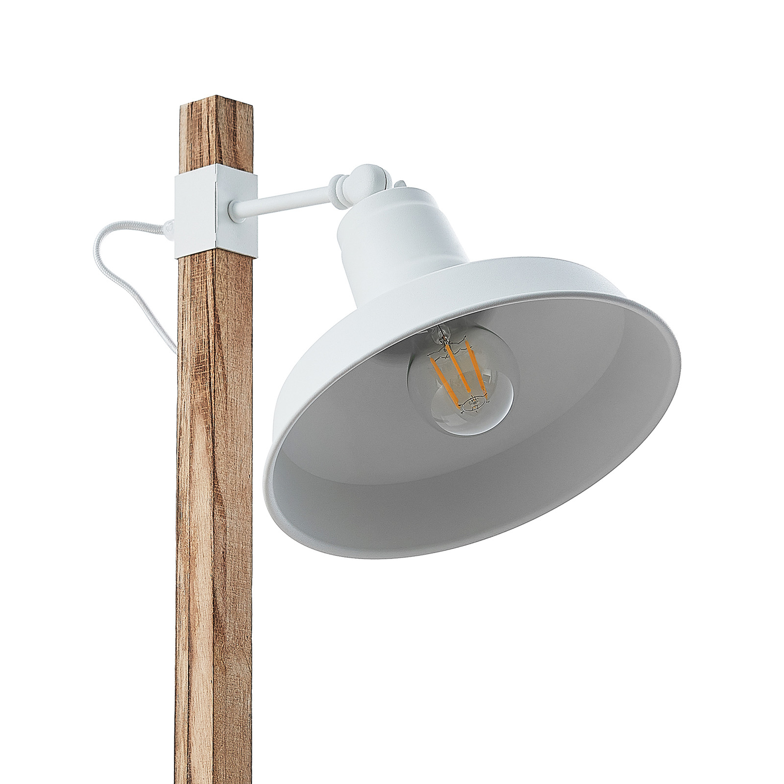 Lindby Calliora bordslampa, vit, metall och trä