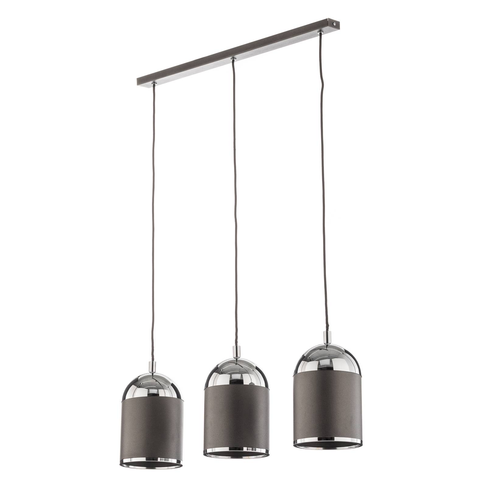 Euluna Anadia hanging lamp, three-bulb long, anthracite, for Living / Dining Room, steel, E27, 15 W, L: 75 cm, W: 16 cm