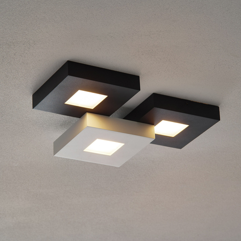 3-punktowa lampa sufitowa LED Cubus, czarno-biała