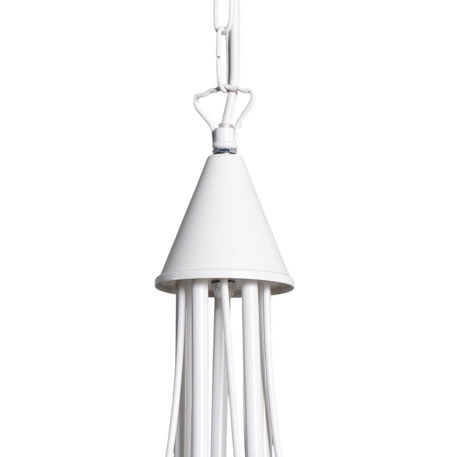 Żyrandol Milvia, 5-punktowa, biała/kolor drewna, metal