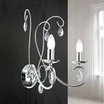 Wall light Alessia 2-bulb crystal glass chrome