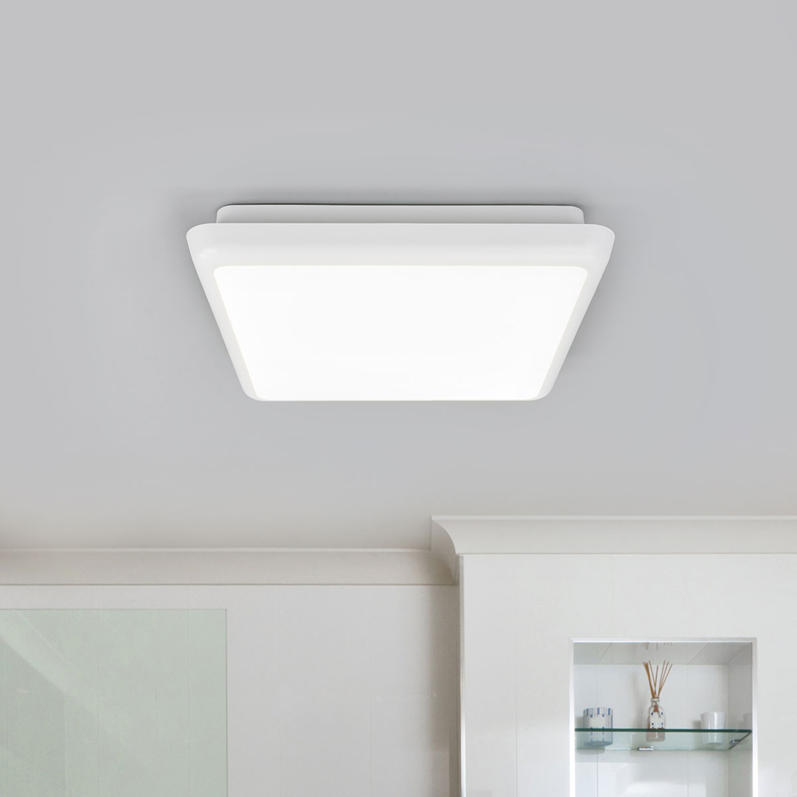 Arcchio Square LED ceiling lamp Augustin, 25 cm, for Bathroom, polycarbonate, 11 W, energy efficiency: A+, L: 25 cm, W: 25 cm, H: 5 cm