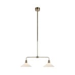 Suspension Vela, laiton vieilli, à 2 lampes, verre, longueur 75 cm