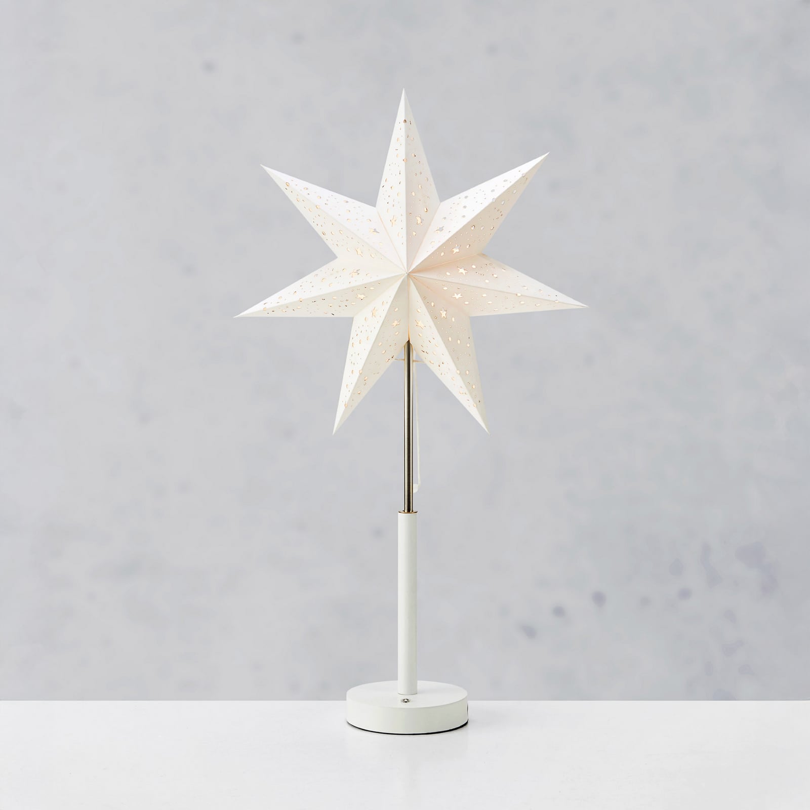 LED-Akku-Papierstern Noella, stahl/weiß, Höhe 62 cm LED-Akku-Papierstern Noella, stahl/weiß, Höhe 62 cm
