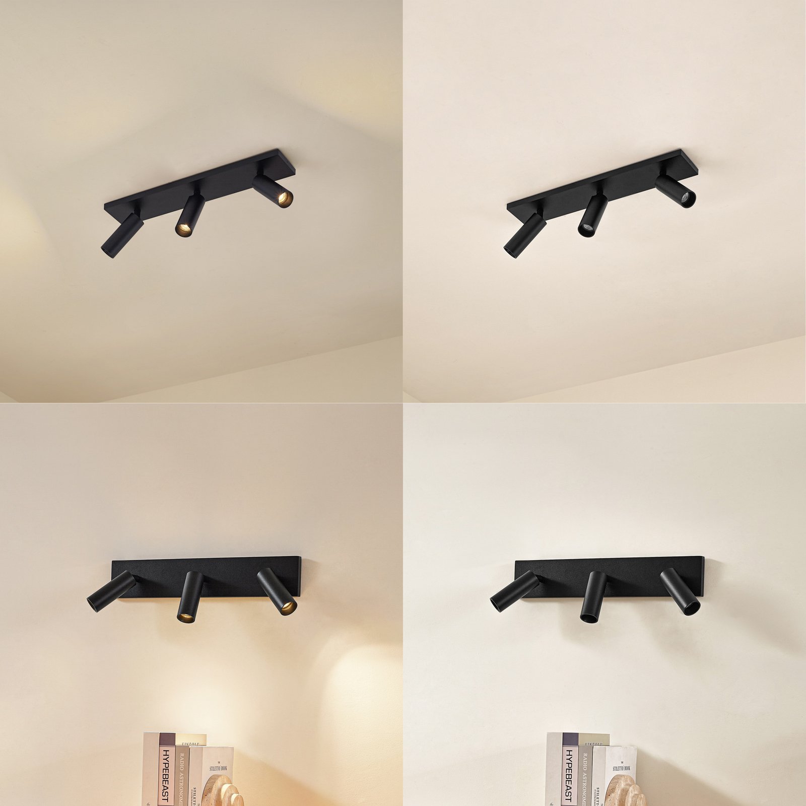 Arcchio Brinja Slim ceiling spotlight, black, 3-bulb GU10 MR11