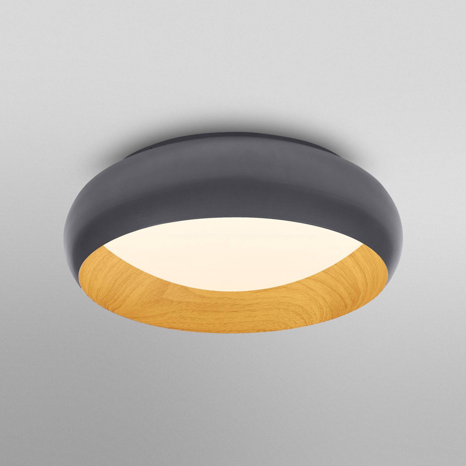 Lampa sufitowa LED OSRAM ORBIS LIVIA, Ø 30 cm, szara, metalowa, ściemniana