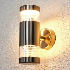 Lindby LED-ulkoseinävalaisin Lanea, 21 cm, ruostumaton teräs, IP44