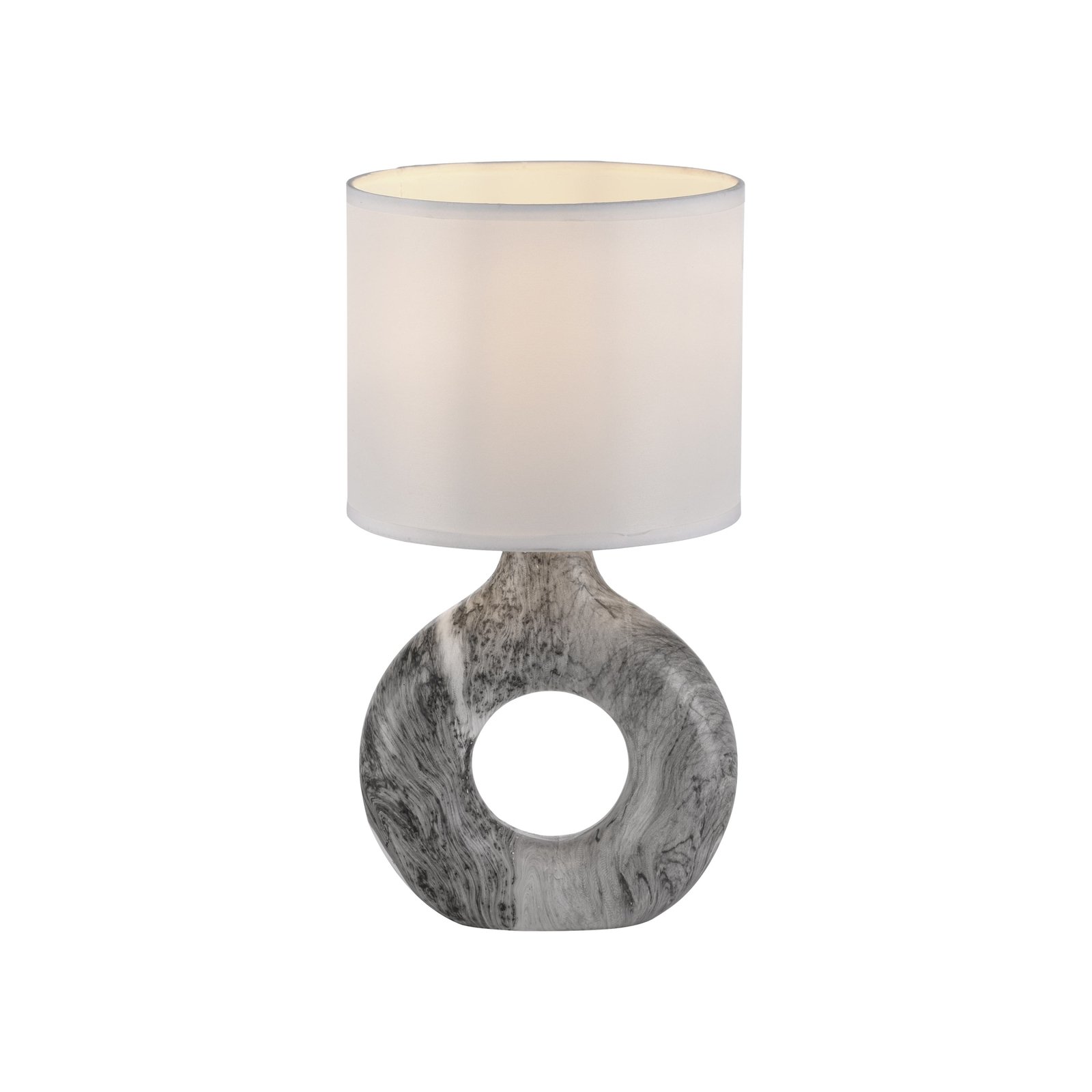 JUST LIGHT. Lámpara de mesa Carara, base de cerámica, gris