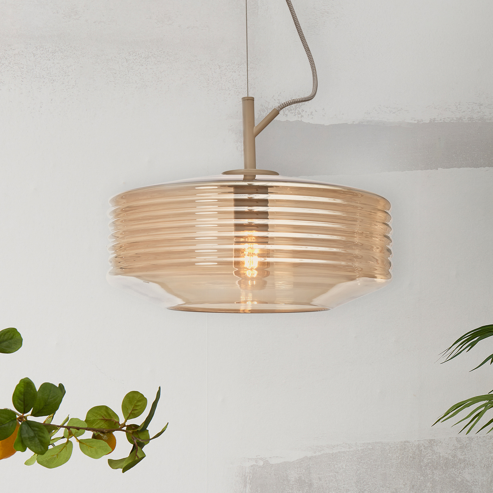 IT'S ABOUT ROMI Verona hanging light, amber, glass, E27