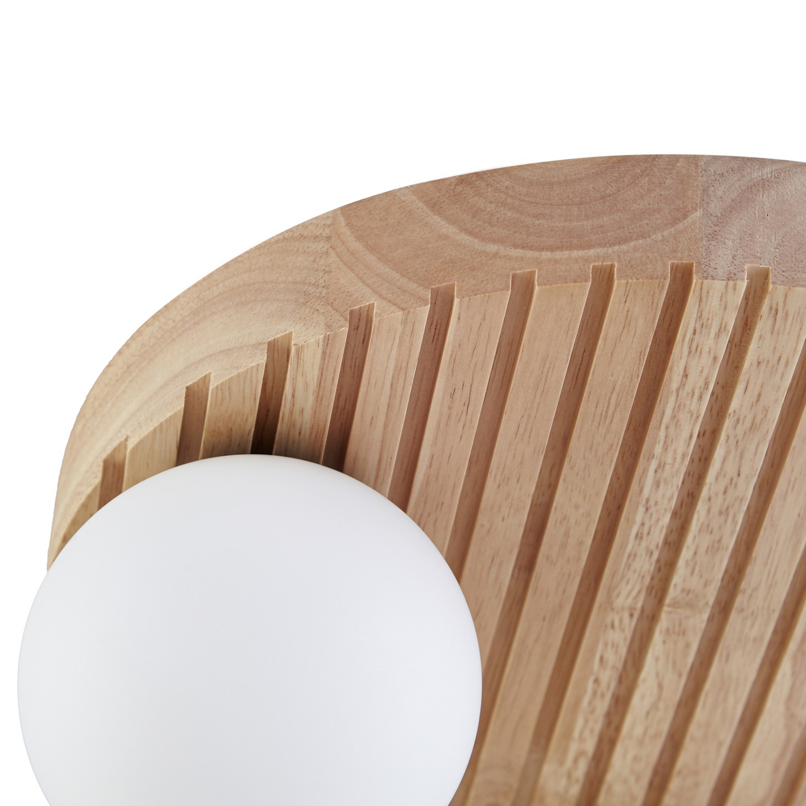 Lindby Mori ceiling light, Ø34 cm, G9, natural/white, wood/glass