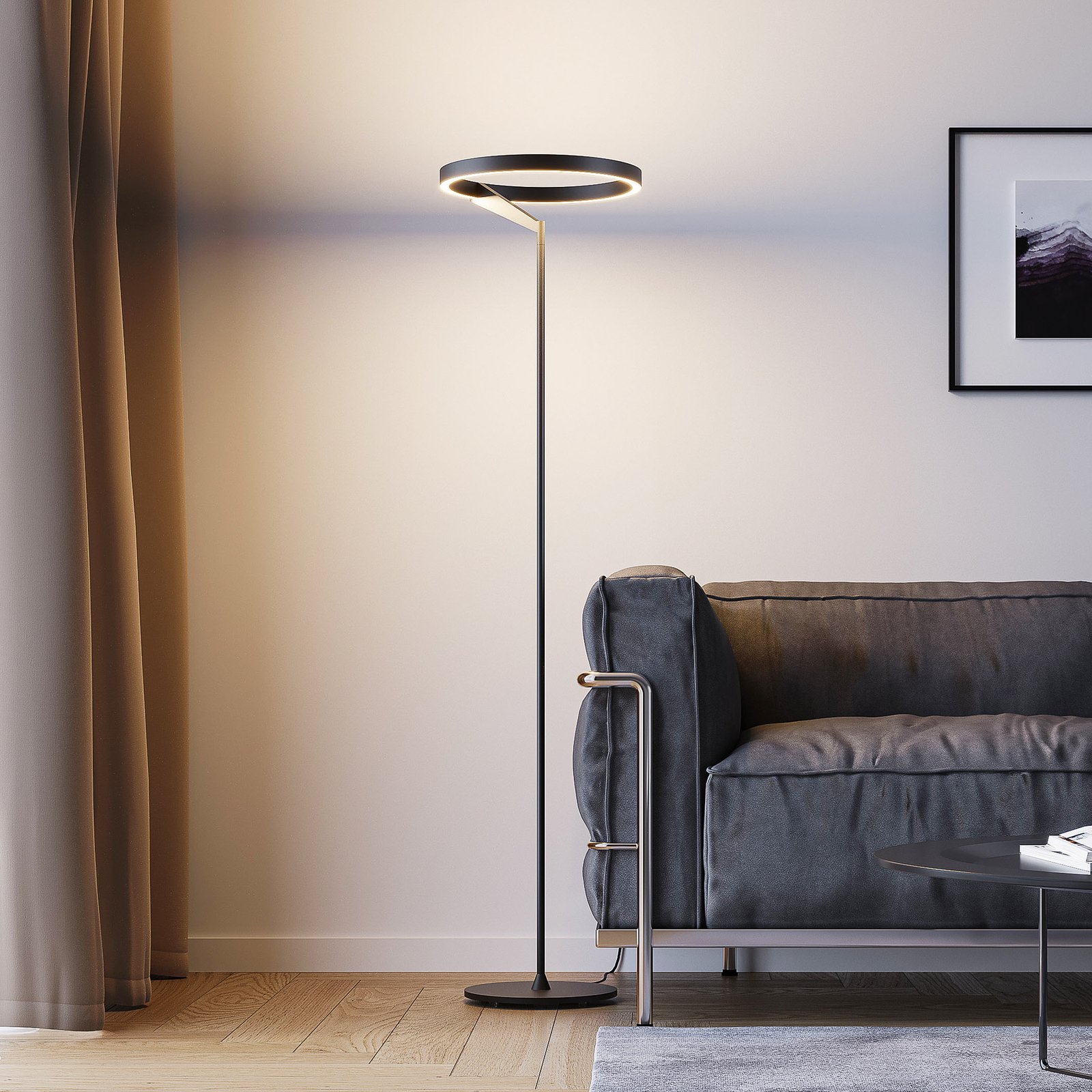 Stojací lampa Molto Luce LED Melli F, černá, hliník, výška 168 cm