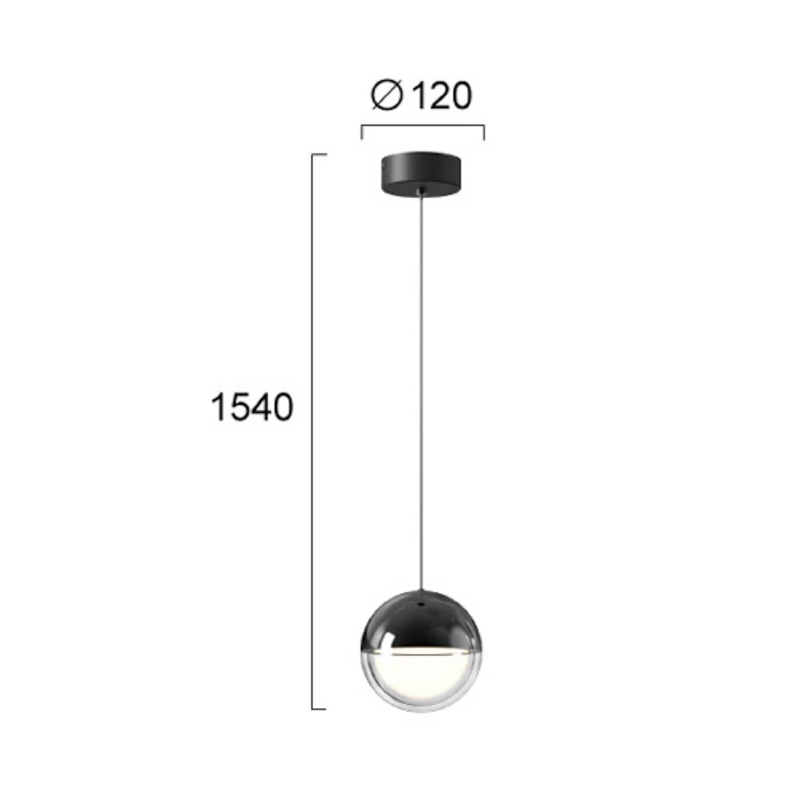 LED-Pendellampe Zirea, schwarz/chromfarben, Ø 12 cm, Metall günstig online kaufen