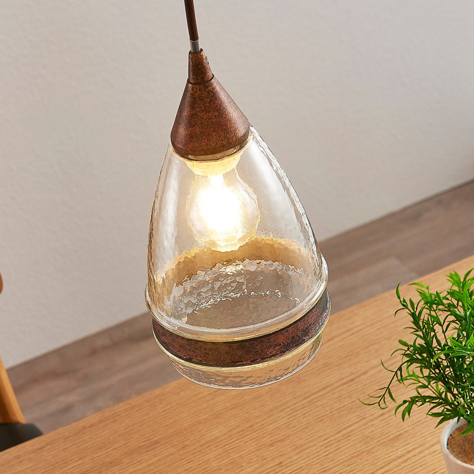 Glazen hanglamp Millina, roestbruin, 1-lamps