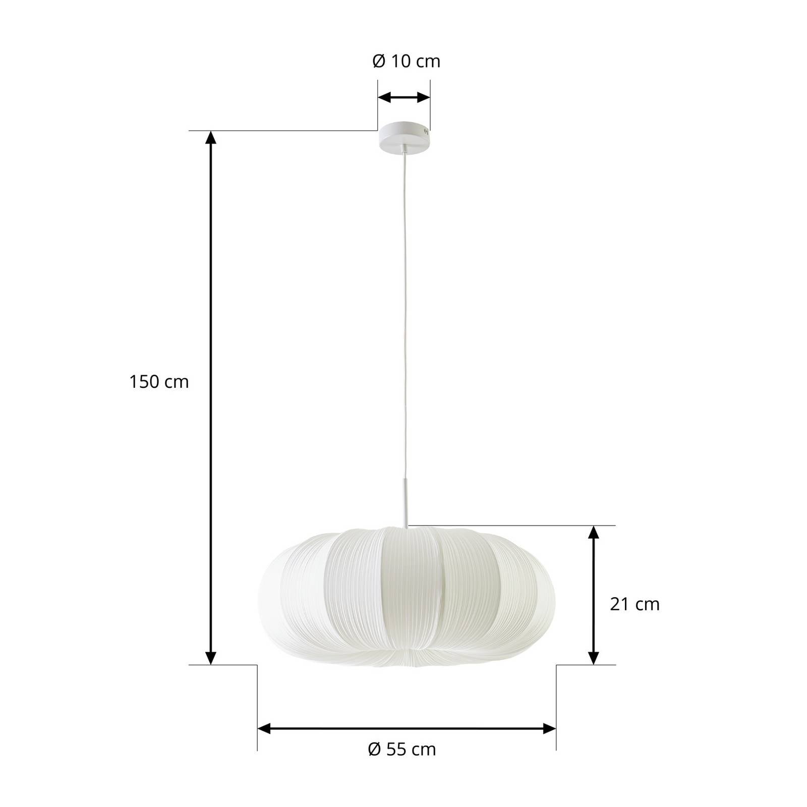 Żyrandol Lindby Marielle, średnica 55 cm, biała, tkanina, 3x E27