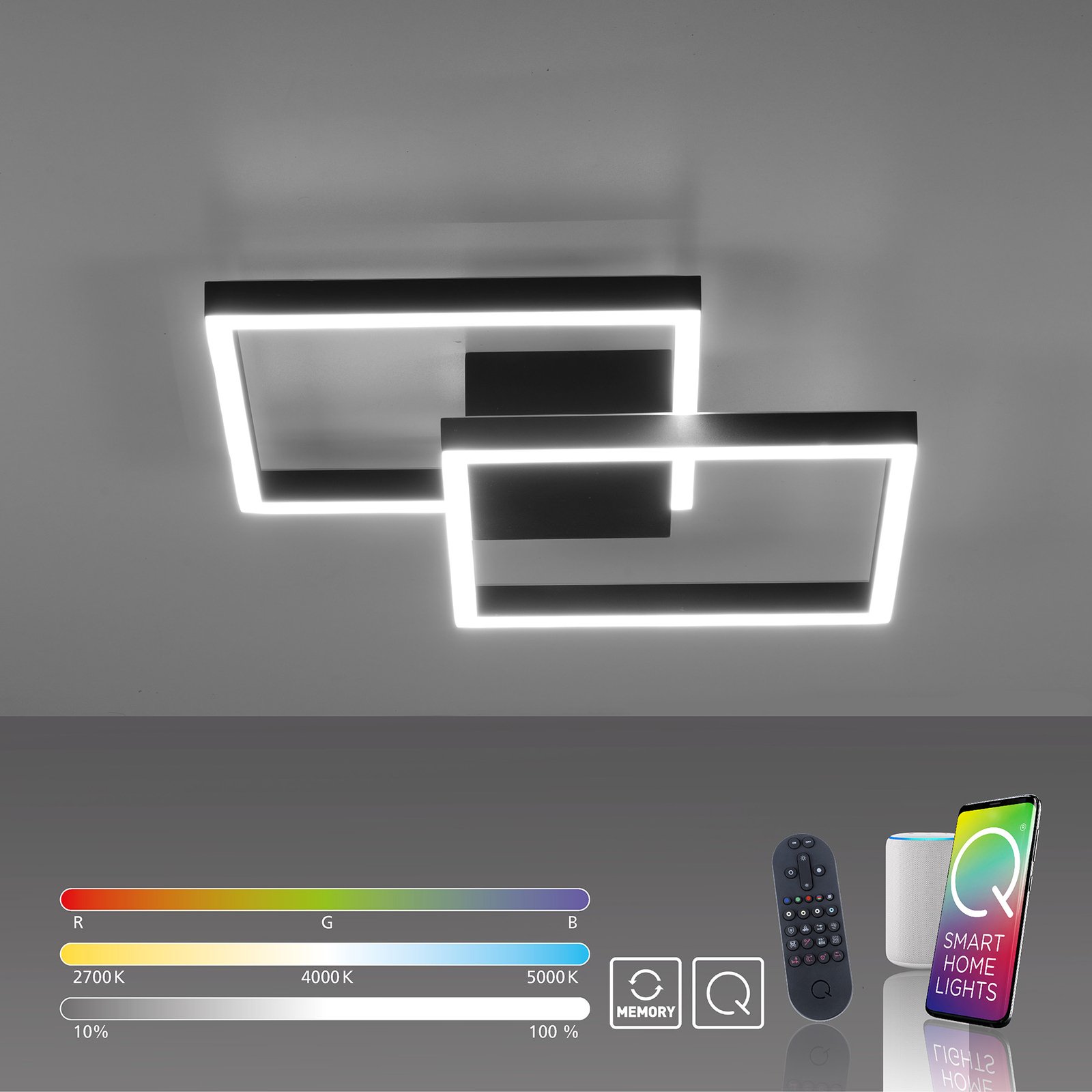 Paul Neuhaus Q-MARKO LED φωτιστικό οροφής, 2fl, γωνιακό