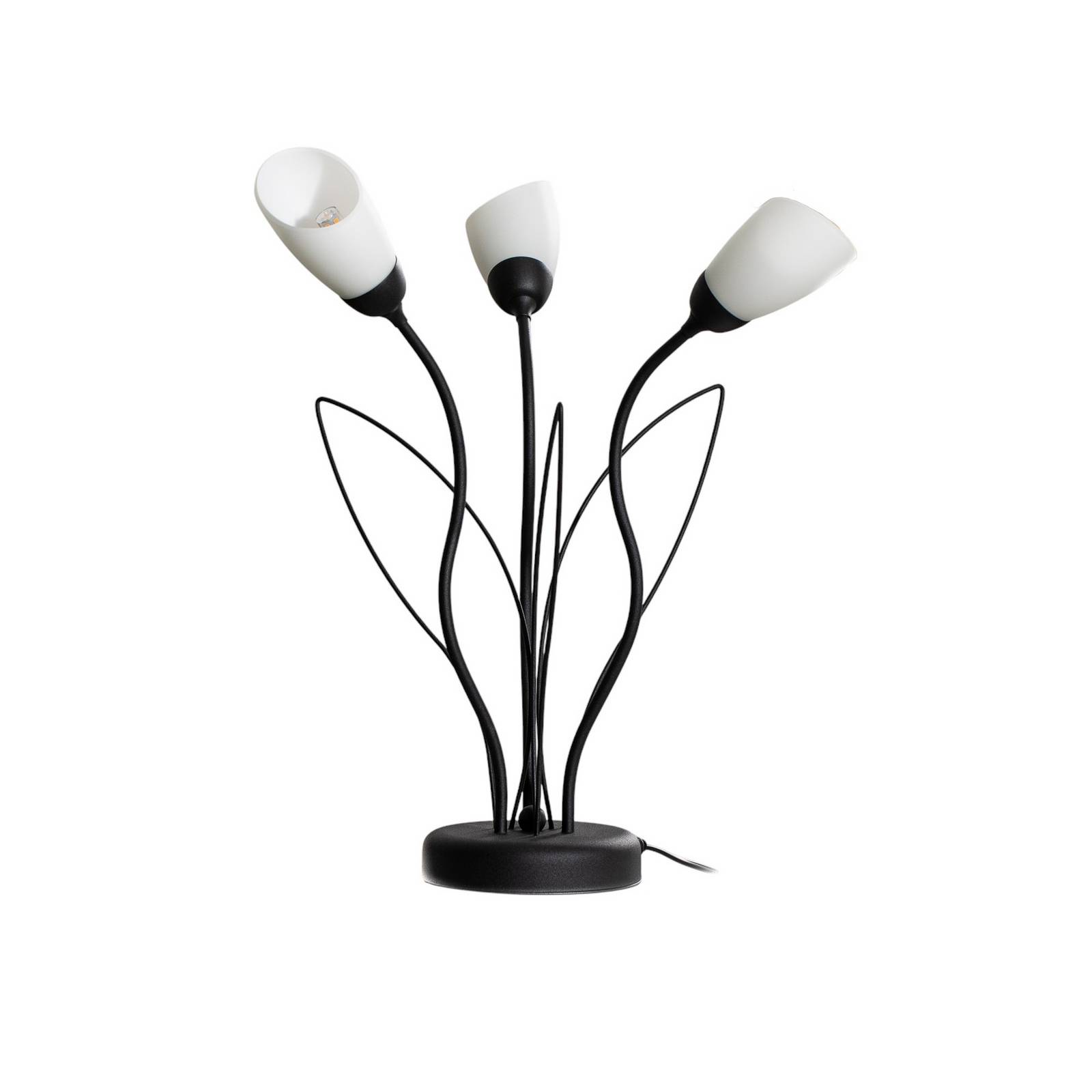 Tischleuchte Gloriosa, schwarz, Glas, 3-flammig