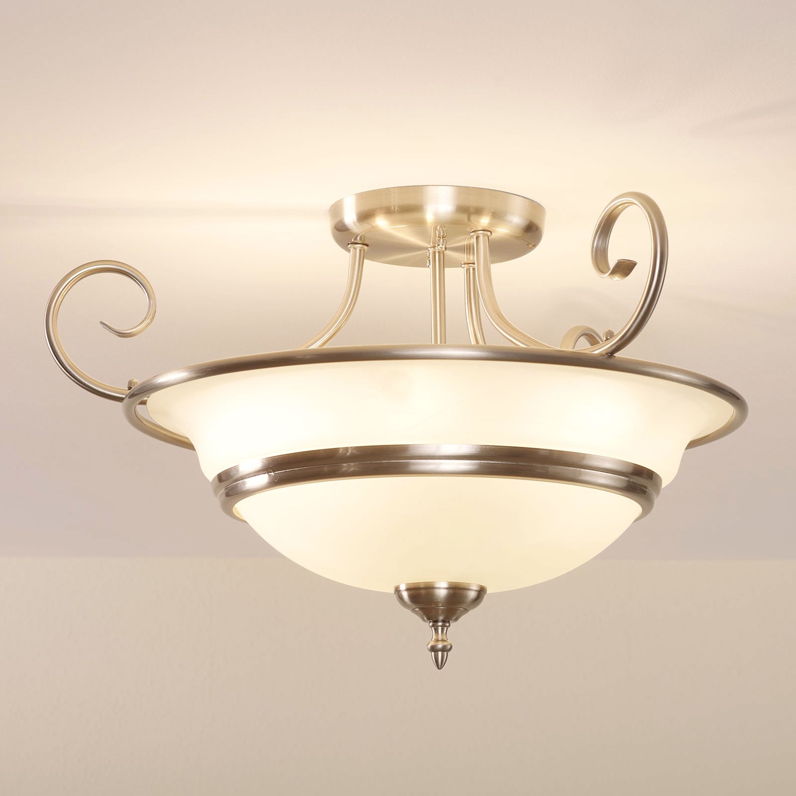 Deckenleuchte Charlet aus Glas, rund, nickel matt