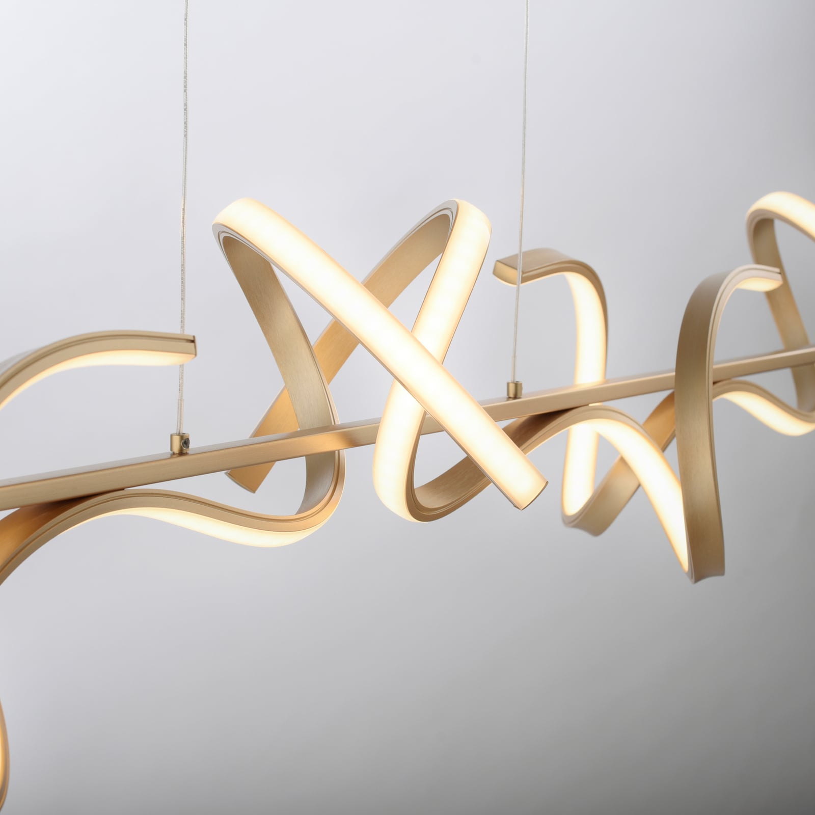LED-Hängeleuchte Curls, messing, Metall, 99 cm lang, dimmbar LED-Hängeleuchte Curls, messing, Metall, 99 cm lang, dimmbar