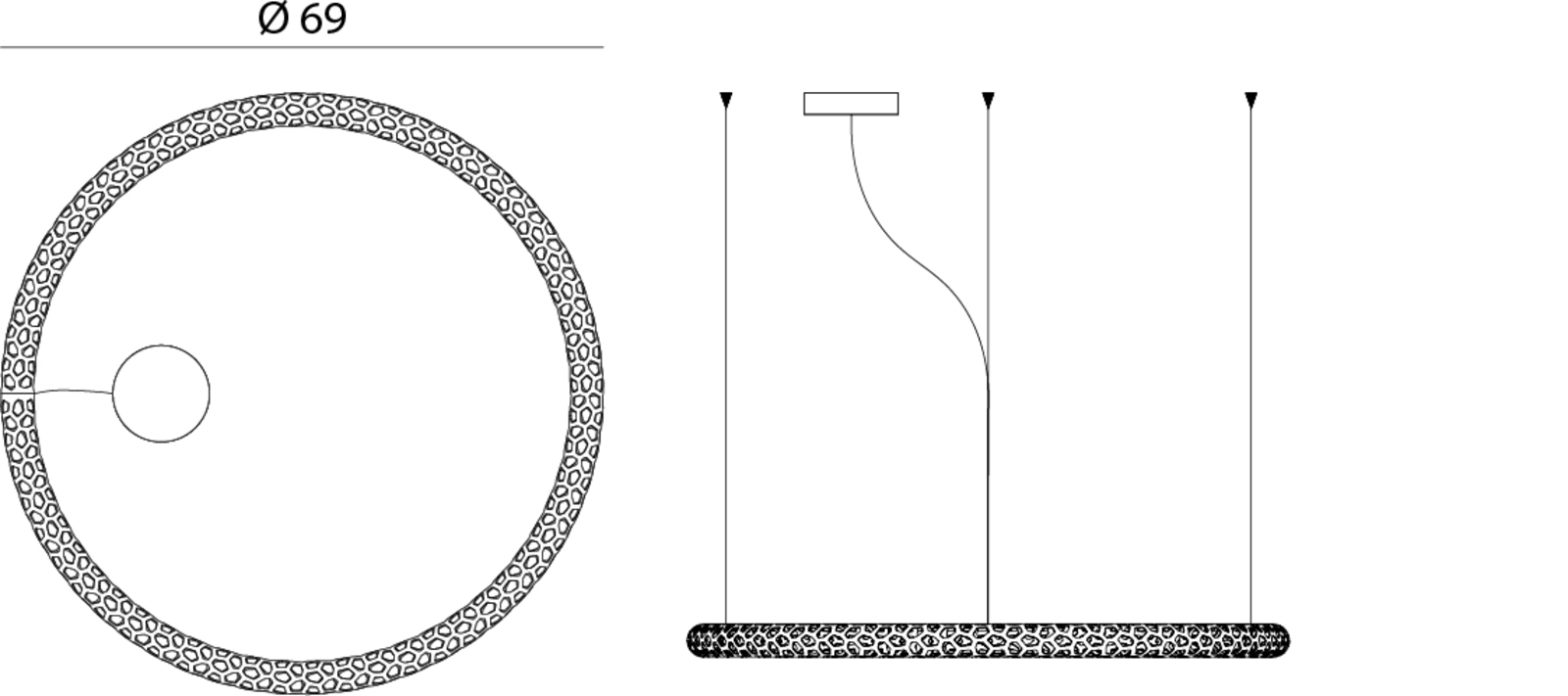 Rotaliana Squiggle H1 závesné LED biele Ø 69 cm
