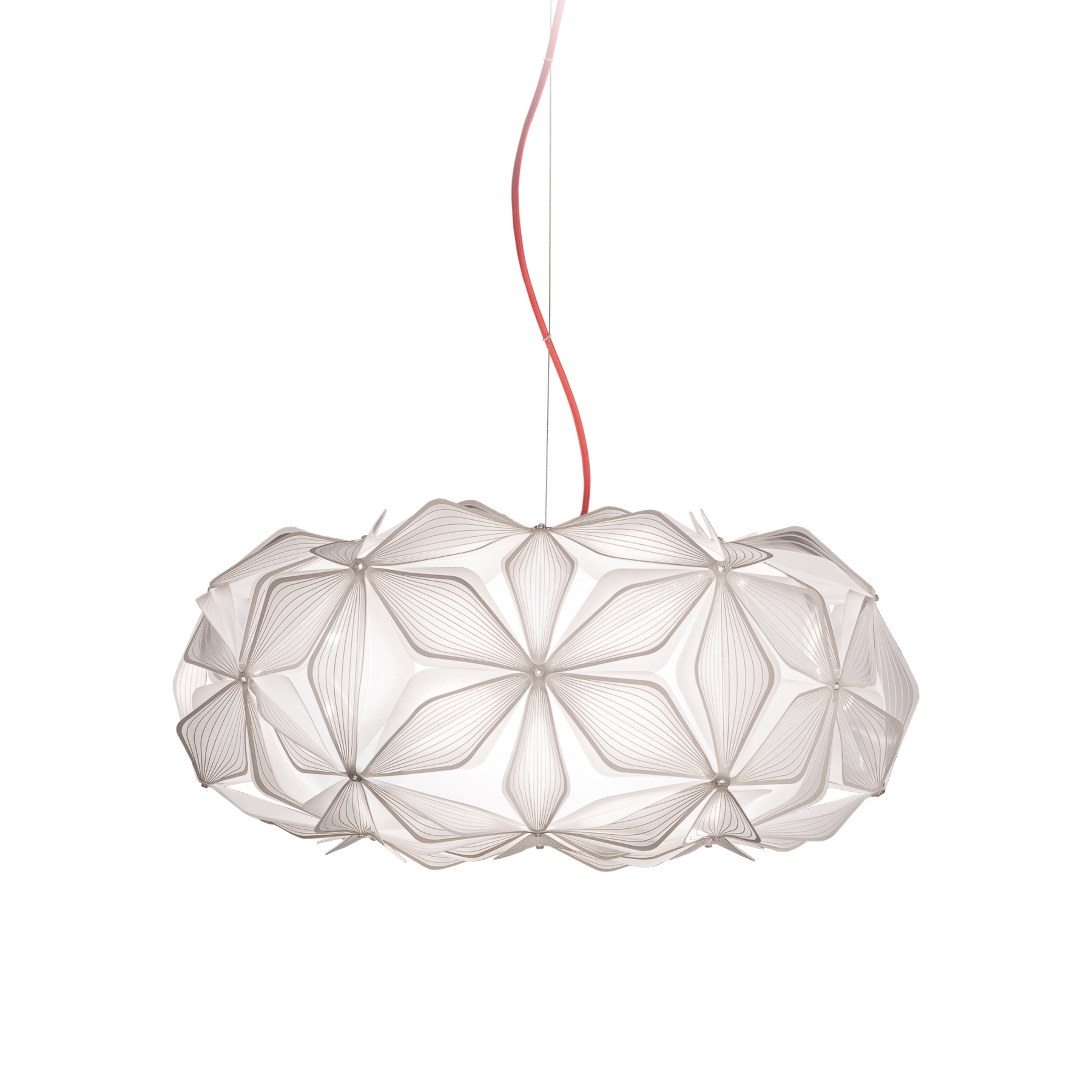 Závesné svietidlo C'EST LA VIE, biele/kabel červený, Ø 53 cm – Slamp
