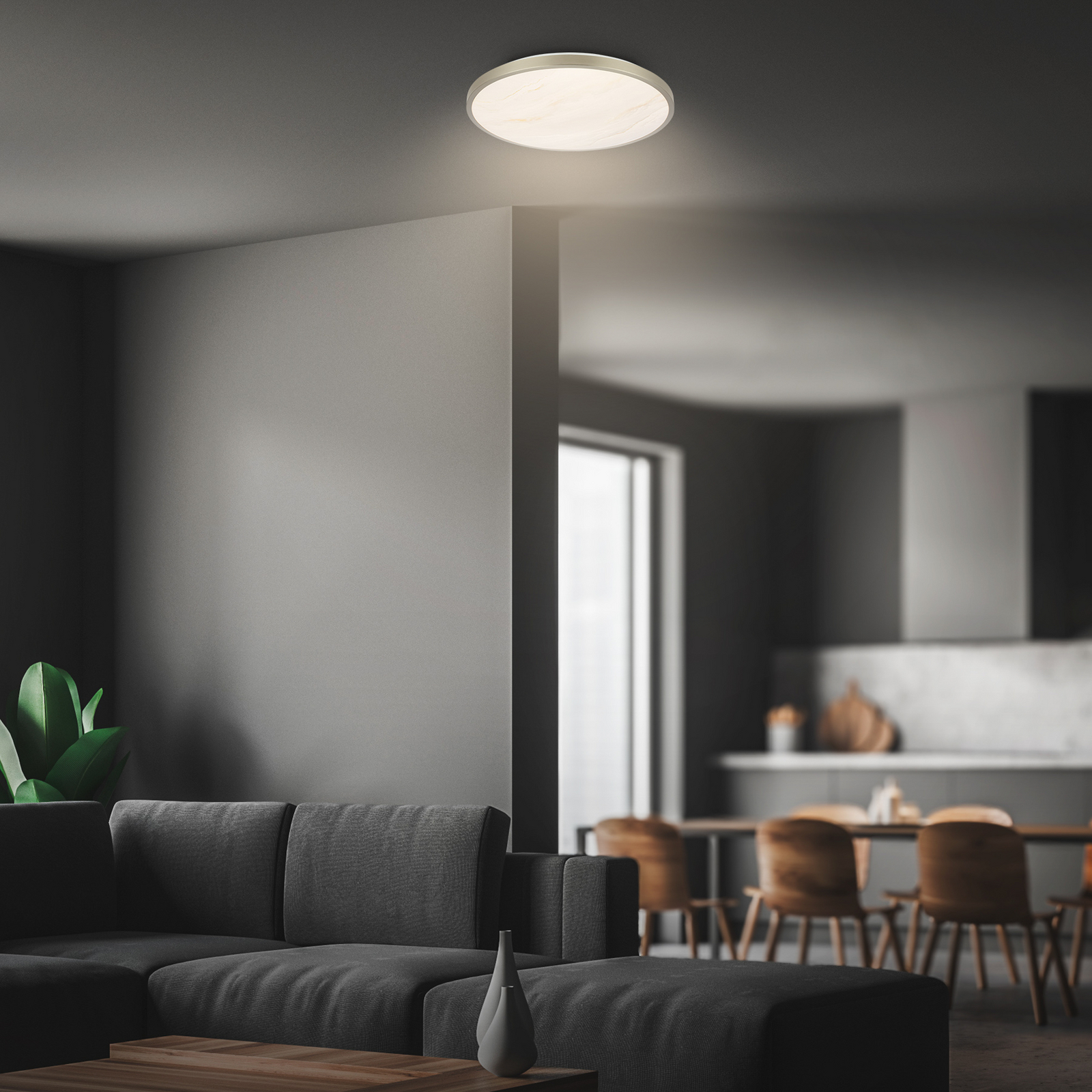 Competo LED ceiling light, 3,000 K, Ø 33 cm, matt nickel