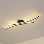 Lindby LED-Deckenleuchte Ravion, 90 cm, schwarz, 3.000 K