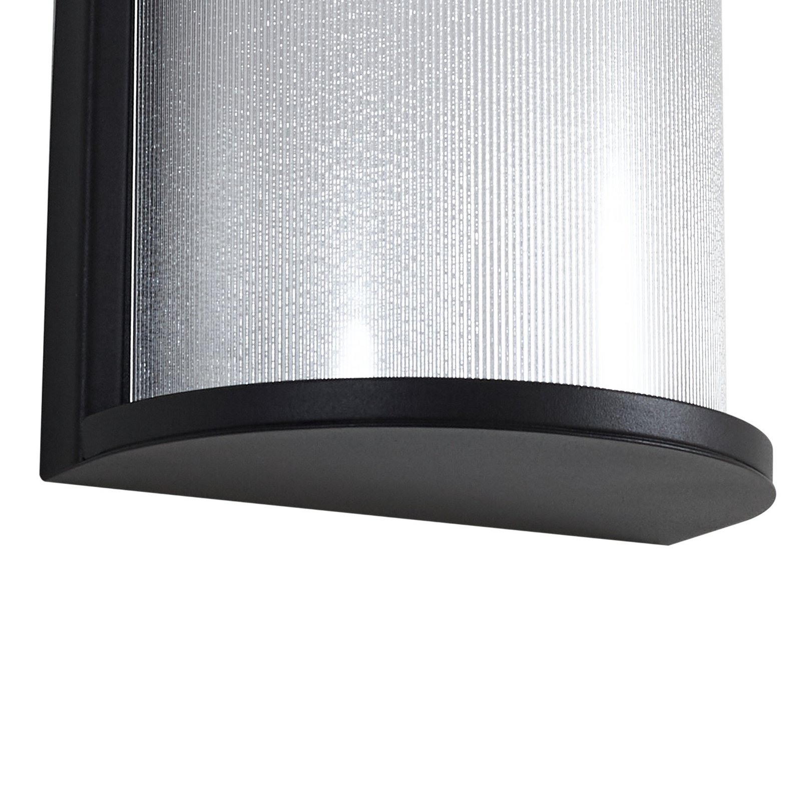 Calvik udendørs LED-væglampe, IP44, sort, 24 cm, riflet - Lindby