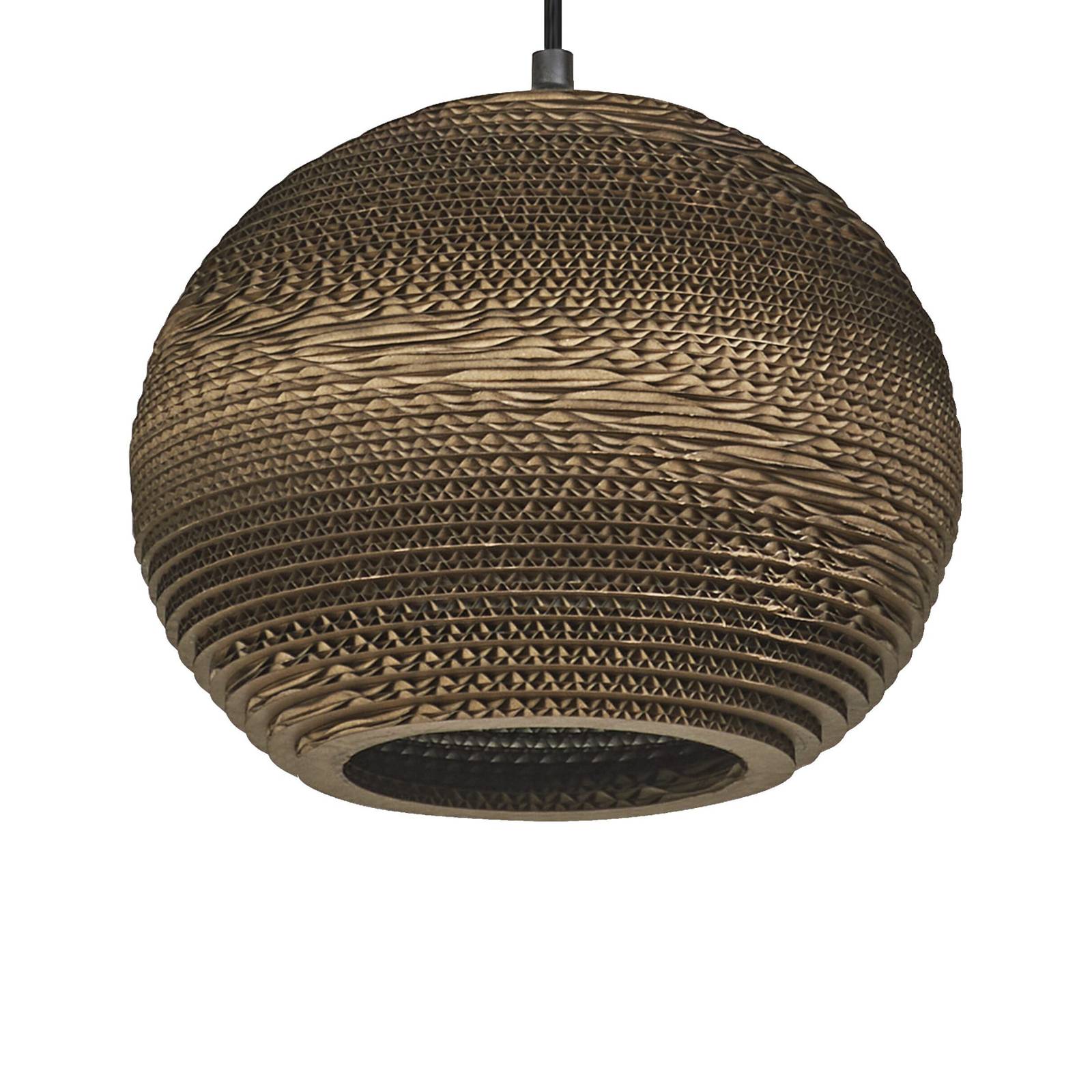 Pendelleuchte Decor Cardboard Ball braun aus Wellpappe leicht E27 260 mm Durchmesser Leuchtenschirm aus recyceltem Material nachhaltig durch